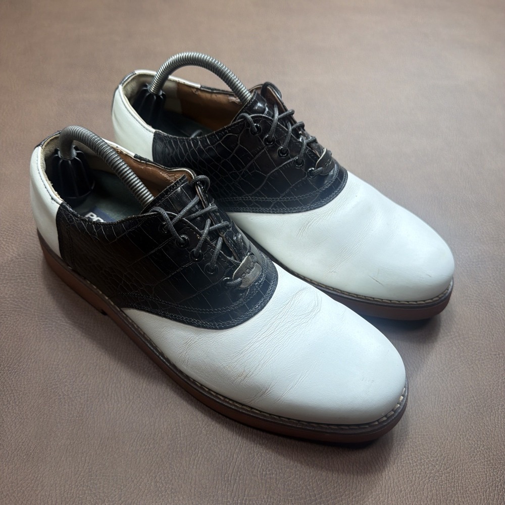 VTG 90's Polo Ralph Lauren CROC LEATHER Golf Shoes Mens Size 10.5 Made Portugal